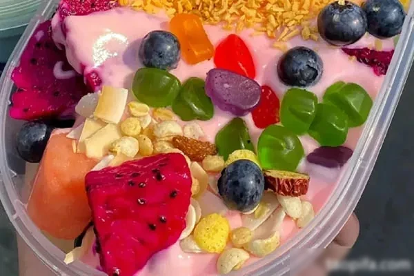 网红酸奶水果捞~原味拉丝酸奶 视频教程-配方档案馆